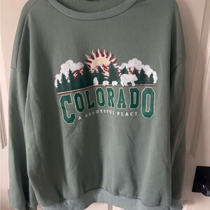 SHEIN Green Colorado Graphic Sweatshirt